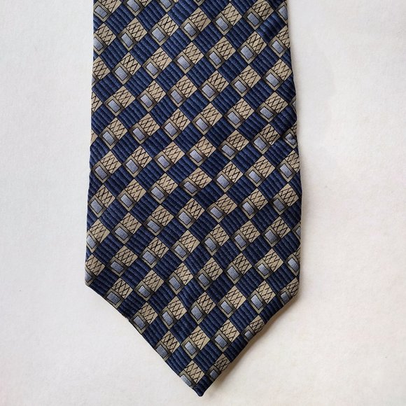 Jimmy V Steve Kerr Collection Geometric Checkered Silk Necktie 4 x 57 - Picture 3 of 9